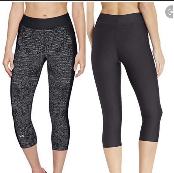 Under Armour Black and White Patterned Cropped Leggings - Picture 1 of 6